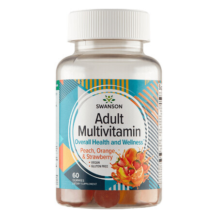 Swanson Adult Multivitamin, Geleebohnen, Pfirsich-Orange-Erdbeer-Geschmack, 60 Stück