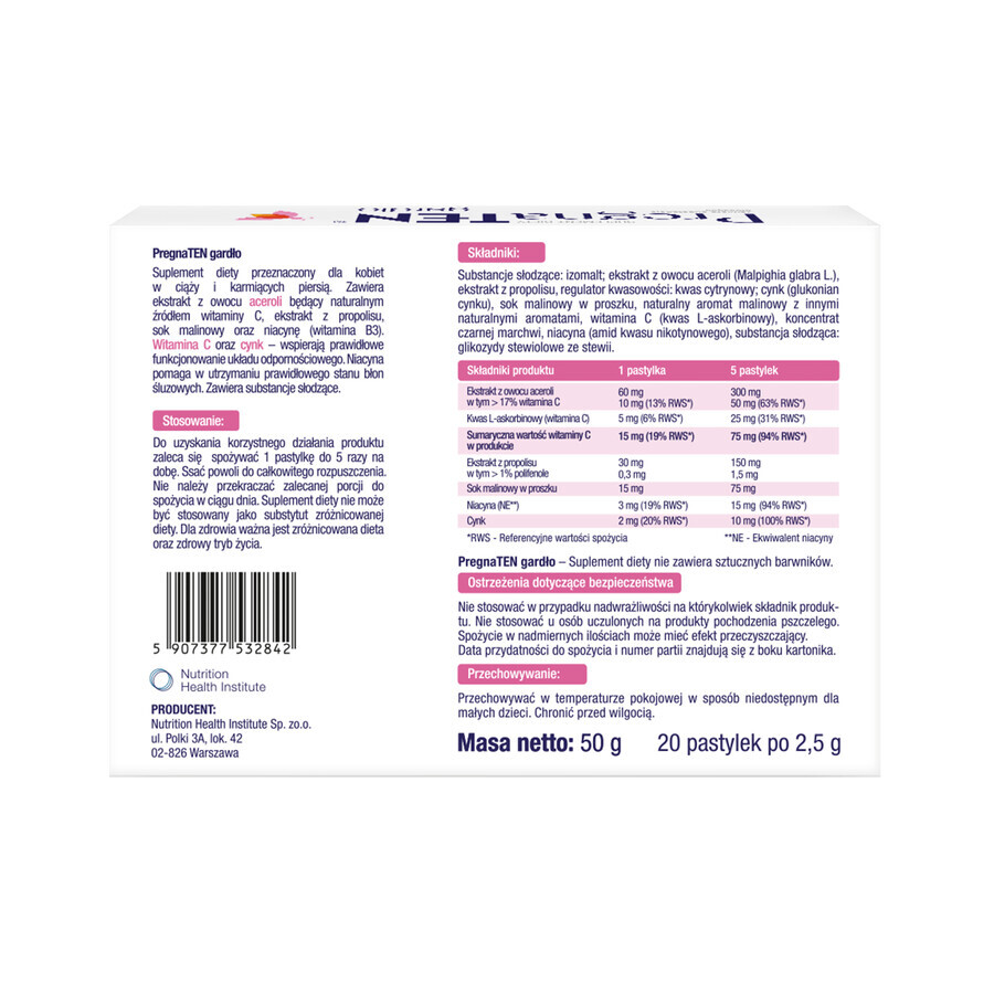 PregnaTEN Throat, 20 Lutschtabletten