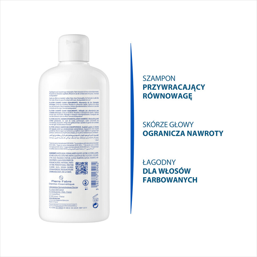 Ducray Elution, șampon delicat pentru a restabili echilibrul scalpului, 400ml