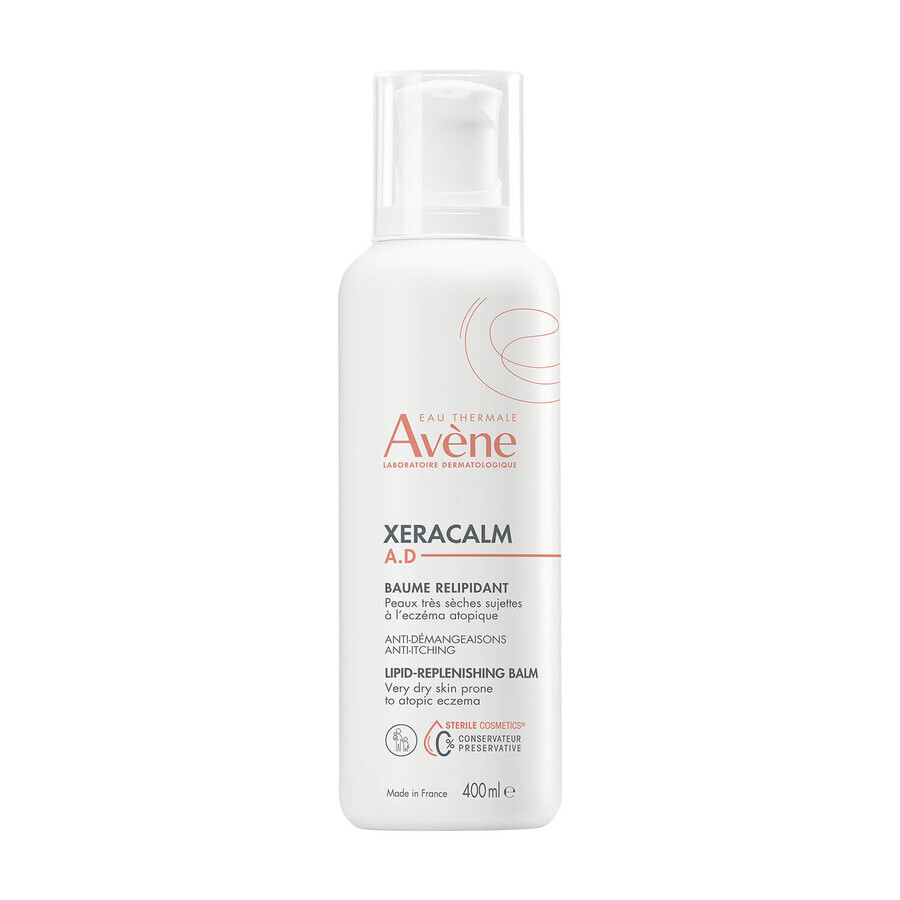 Avene XeraCalm A.D, loțiune de reaprovizionare cu lipide pentru față și corp, piele foarte uscată, atopică și pruriginoasă, 400 ml