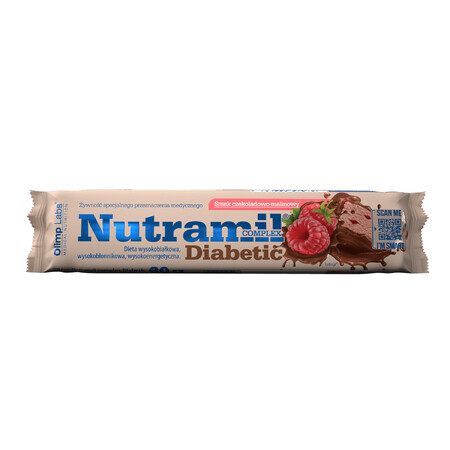 Olimp Nutramil Complex Diabetic, reep, chocolade en frambozensmaak, 60 g