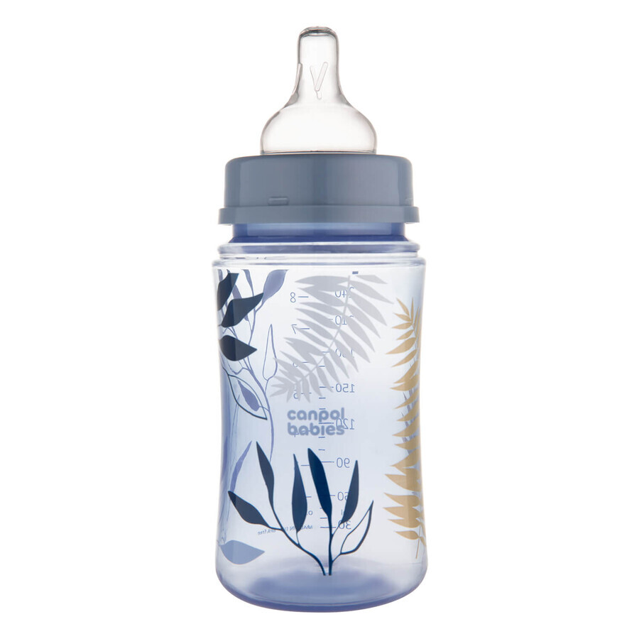 Canpol Babies EasyStart, biberon anti-colique, bec large, or, bleu, 35/240, à partir de 3 mois, 240 ml