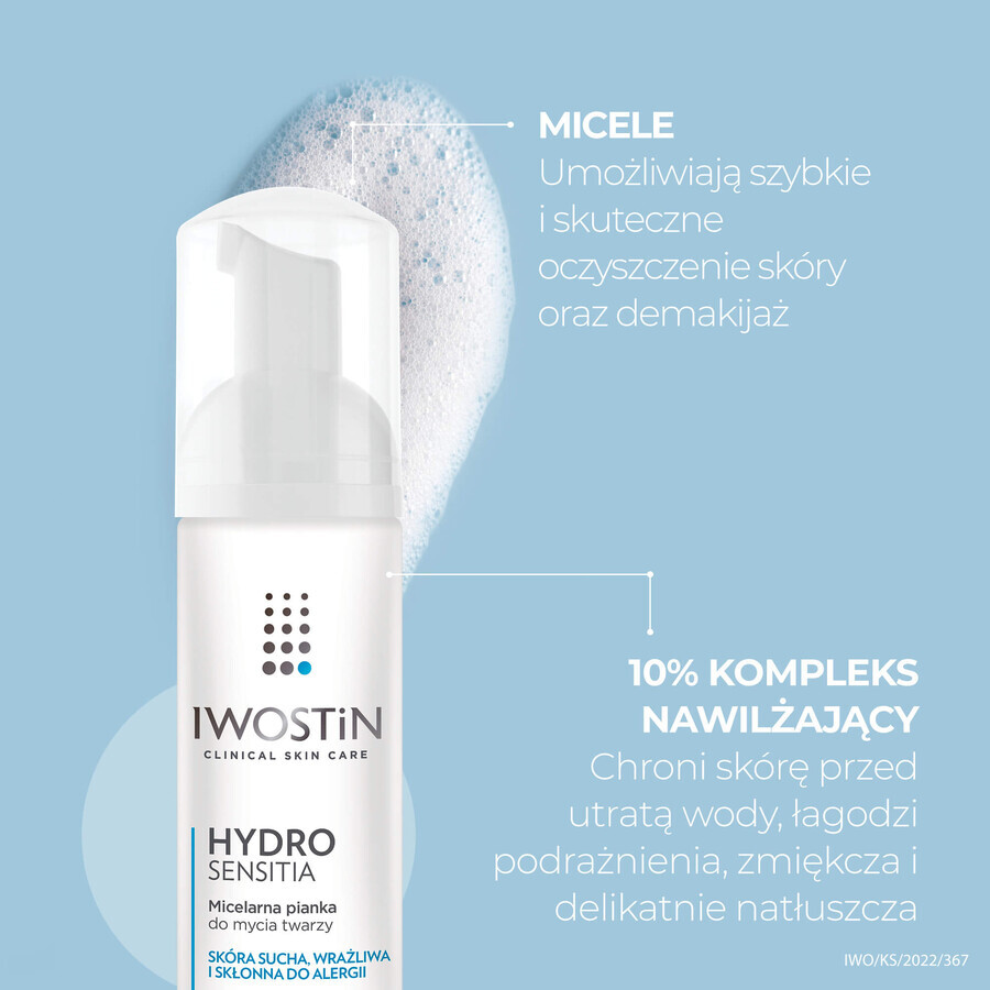 Set Iwostin Hydro Sensitia, micellar foam, 165 ml + moisturizing cream, SPF 15, 50 ml