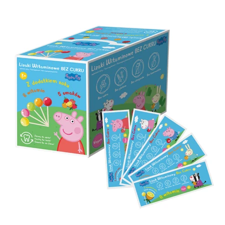 Peppa Pig Vitamin-Lutscher, zuckerfrei, verschiedene Geschmacksrichtungen, ab 3 Jahren, 50 Stück