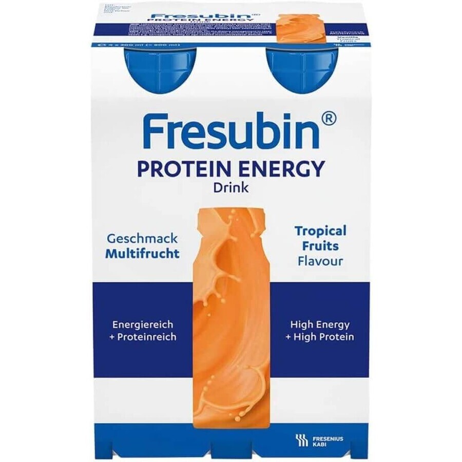 Fresubin energy drink with tropical fruit flavor, 4 x 200 ml, Fresenius Kabi