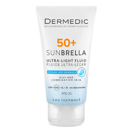 Dermedic Sunbrella, crema protettiva ultraleggera per il viso, pelle grassa e mista, SFP 50+, 40 ml