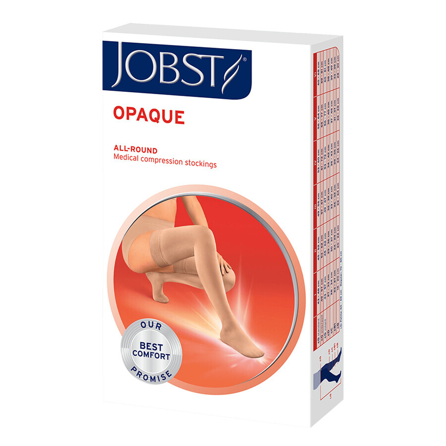 Jobst Opaque, Kompressionsstrümpfe, CCL2, geschlossene Spitze, Größe 3, natur