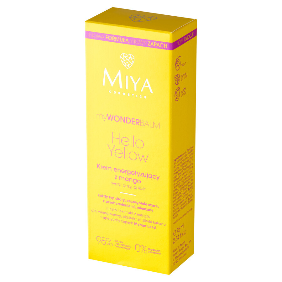 Miya myWONDERBALM Hello Yellow, crema energizzante al mango, 75 ml