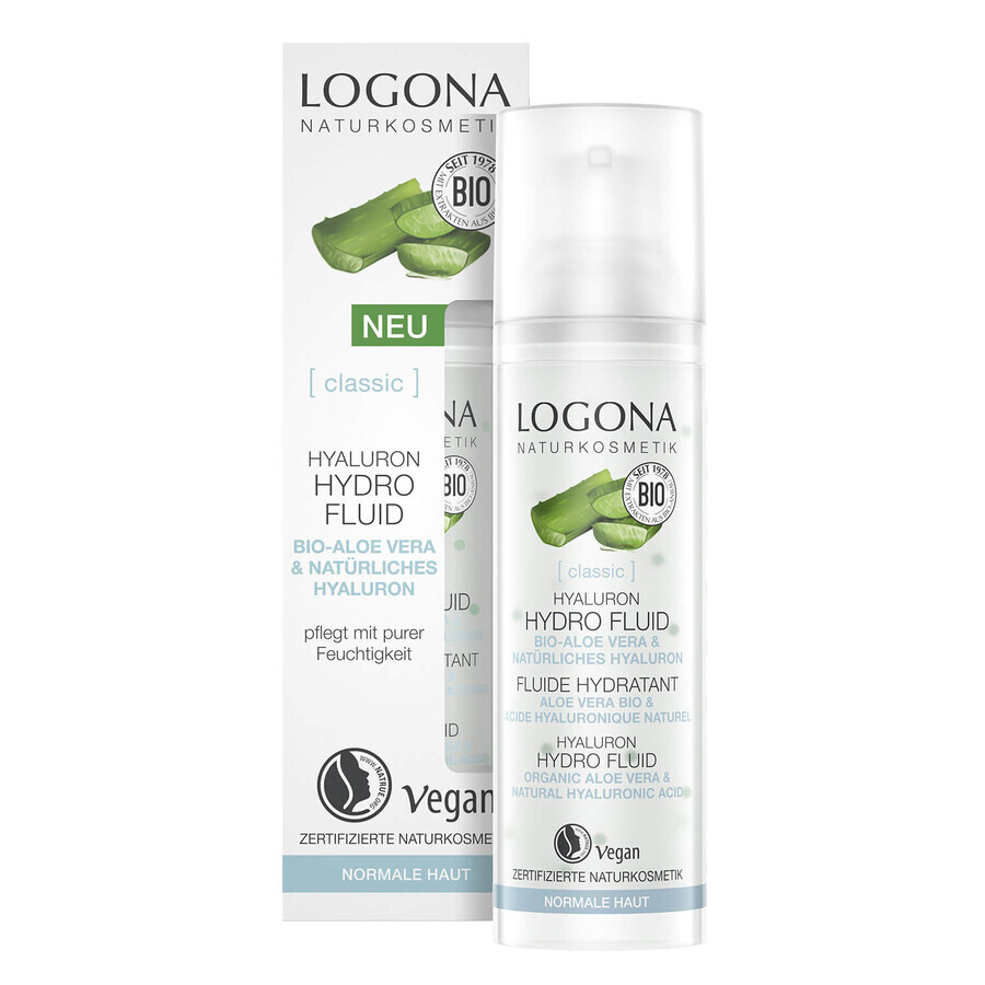 Logona Classic, hyaluronisches Gesichtsfluid mit Bio-Aloe Vera, normale Haut, 30 ml