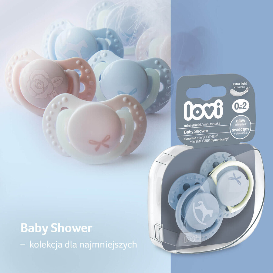 Lovi Baby Shower, sucette, silicone, dynamique, garçon, 22/900, de 0-2 mois, 2 pièces