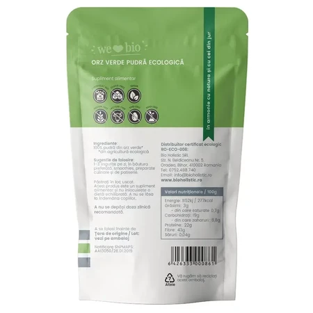 Polvere di orzo verde biologico, 250g, Obio