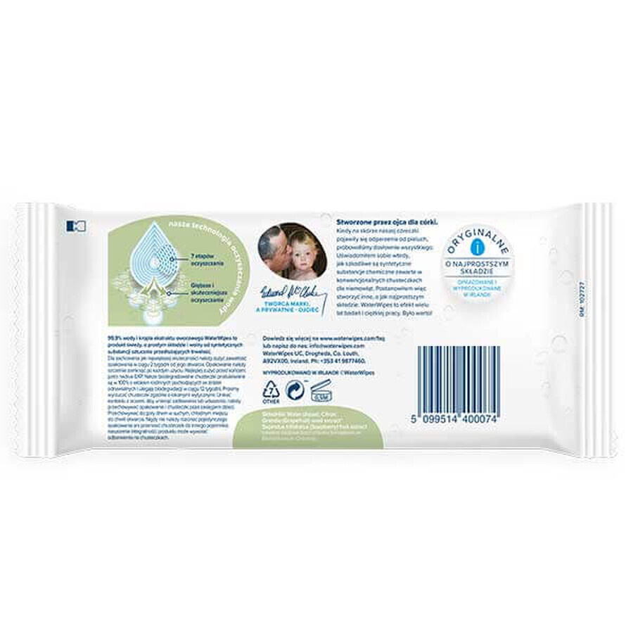 WaterWipes Soapberry Bio, șervețele umede, apă cu extract de săpun, de la naștere, 60 bucăți