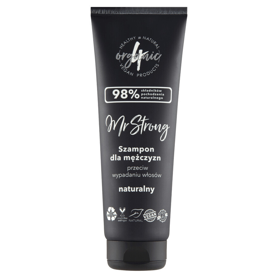 4Organic Mr Strong, champú natural para hombre contra la caída del cabello, 250 ml