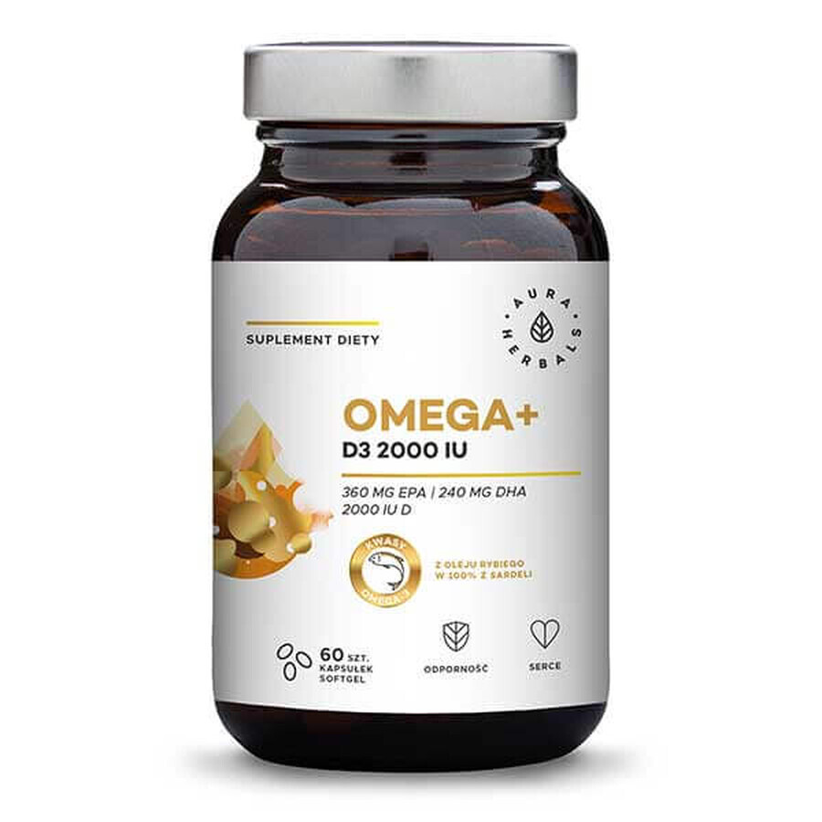 Aura Herbals Omega + Vitamin D3 2000 IU, 60 capsules