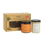 Hagi heating set, body scrub with nutmeg and cinnamon, 300g + soy candle, Spicy Orange, 215ml