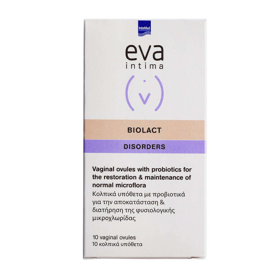 Ovule vaginale cu probiotice Eva Intima Biolact, 10 bucati, Intermed