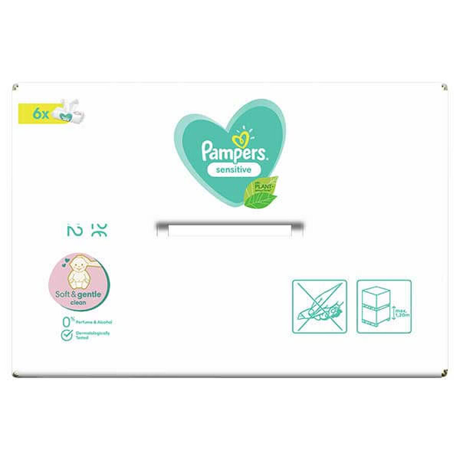 Pampers Sensitive, salviette umidificate, 6 x 80 pz.