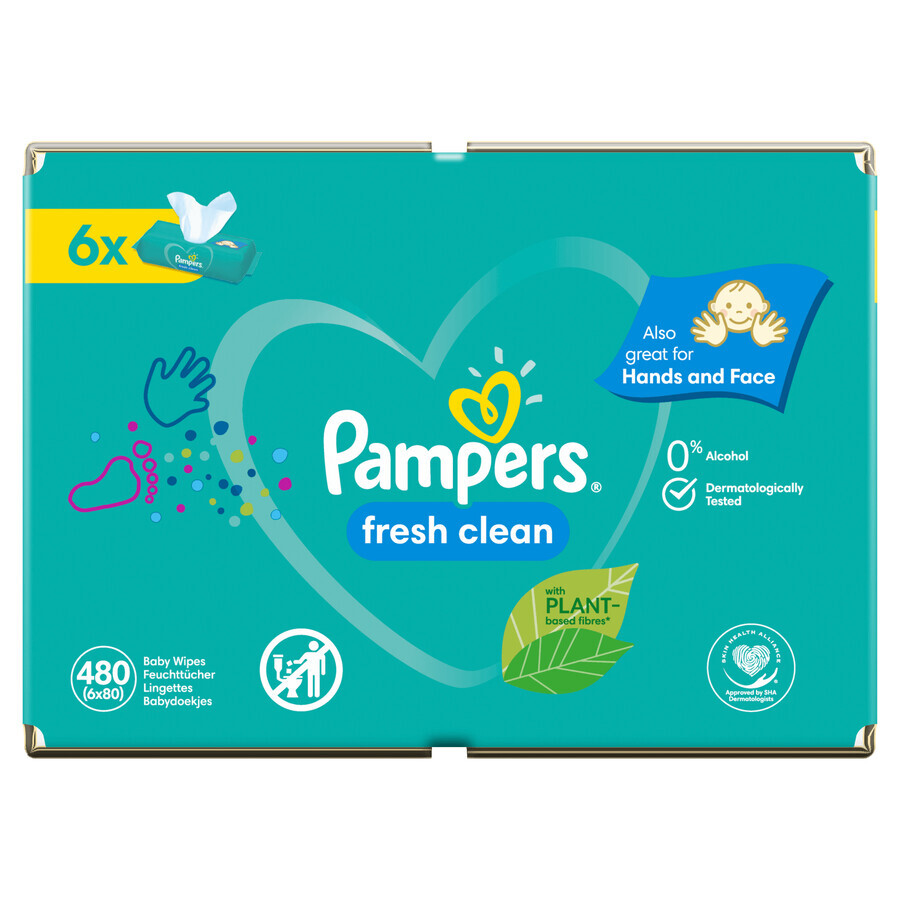 Pampers Fresh Clean, Feuchttücher, 6 x 80 Stück