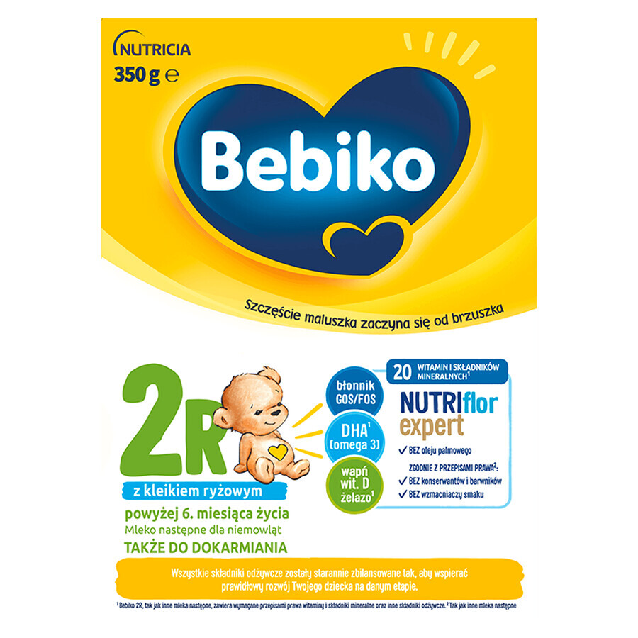 Bebiko 2R Nutriflor Expert, pappa di riso di proseguimento del latte, oltre 6 mesi, 350 g