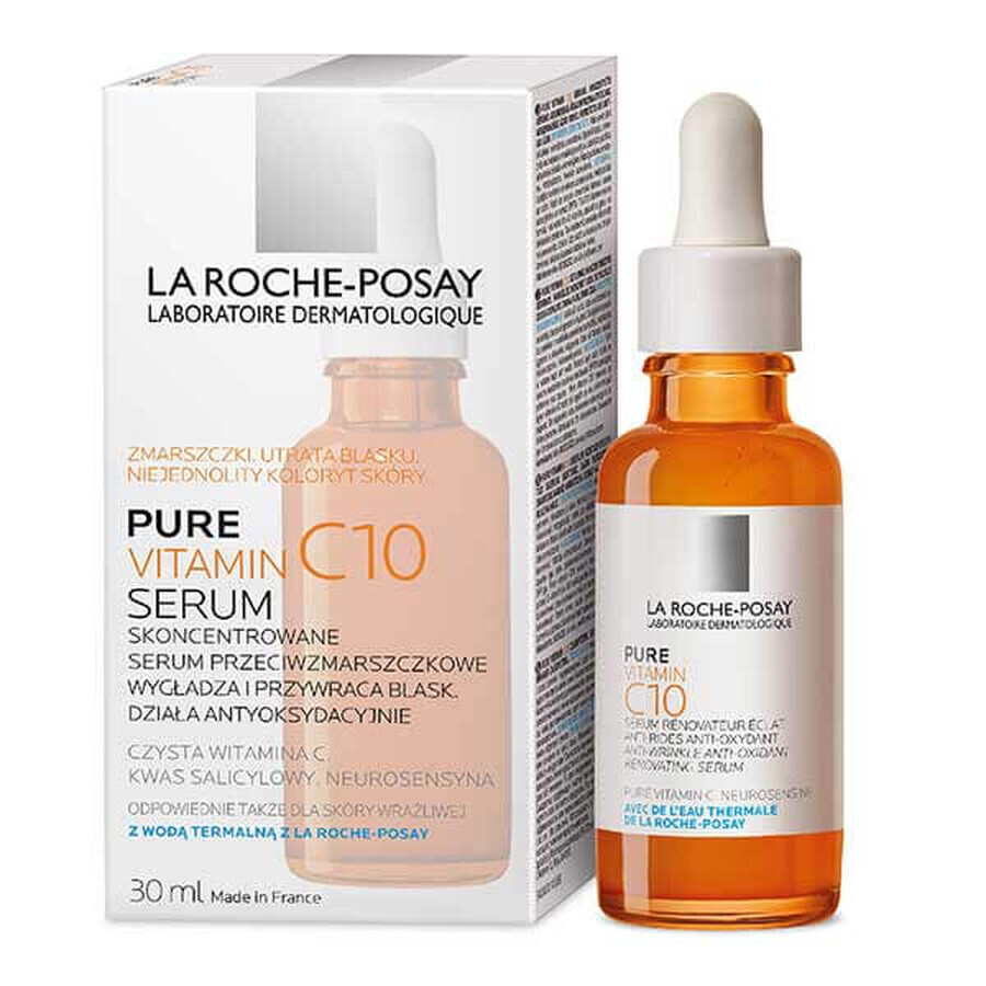 La Roche-Posay Pure Vitamin C10, konzentriertes Anti-Falten-Serum mit Vitamin C, empfindliche Haut, 30 ml