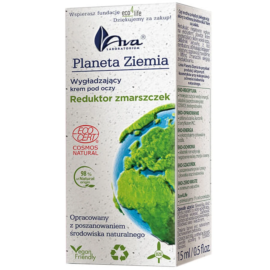 Ava Planeta Ziemia, glättende Augencreme, Faltenreduzierer, 15 ml