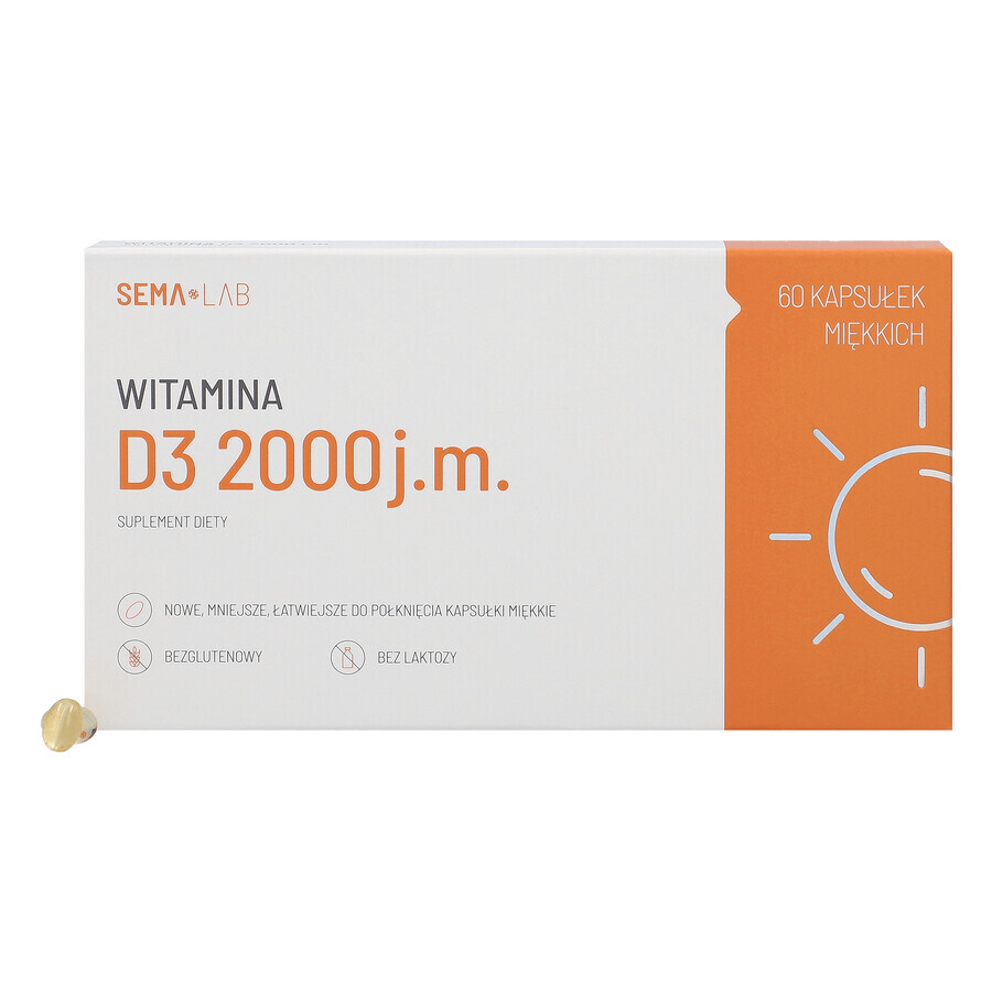 SEMA Lab Vitamin D3 2000 IU, 60 Weichkapseln