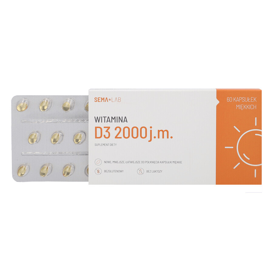 SEMA Lab Vitamin D3 2000 IU, 60 Weichkapseln