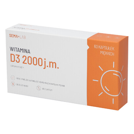 SEMA Lab Vitamin D3 2000 IU, 60 Weichkapseln