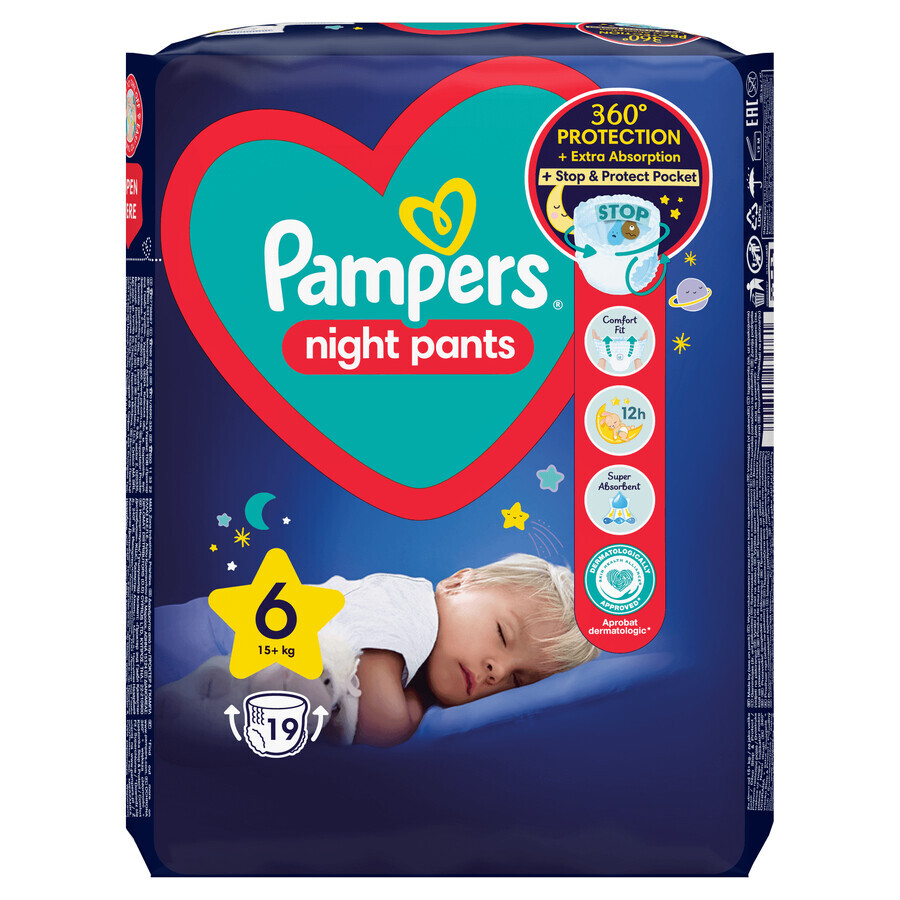 Pampers Night Pants, Windeln, Größe 6, 15+ kg, 19 Stück