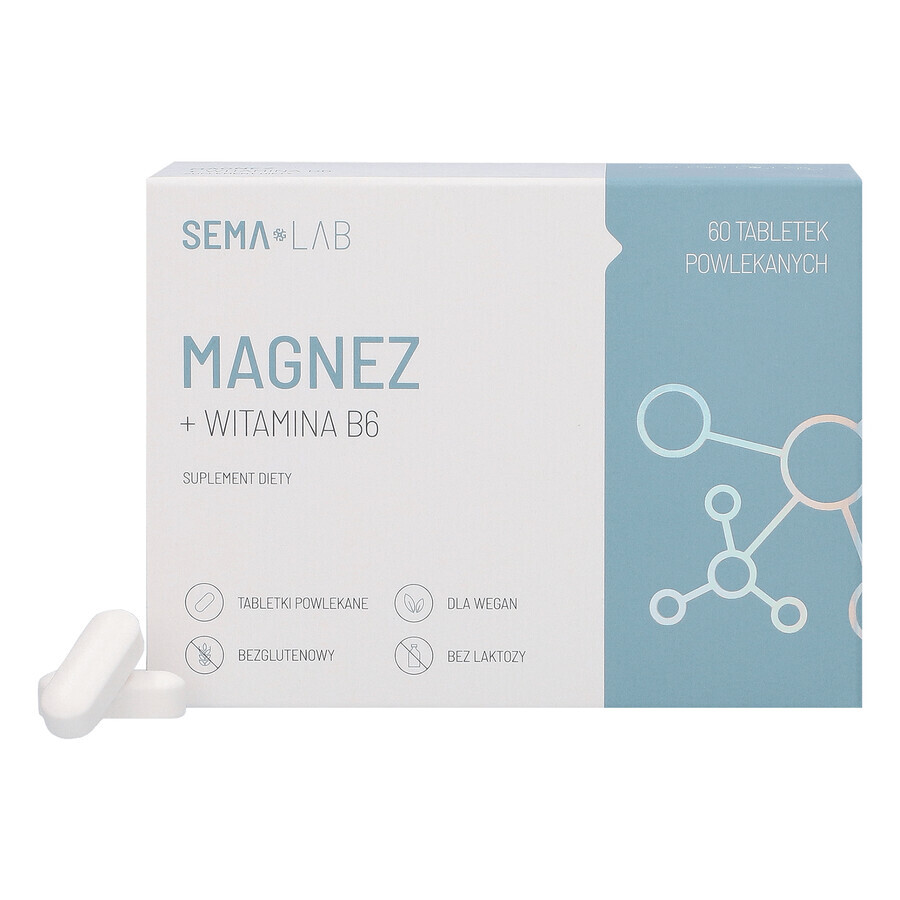 SEMA Lab Magnesium + Vitamin B6, 60 Filmtabletten