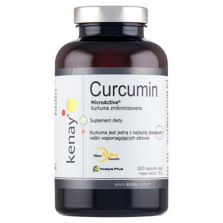 Kenay Curcumin MicroActive, micronized turmeric, 300 vegetable capsules