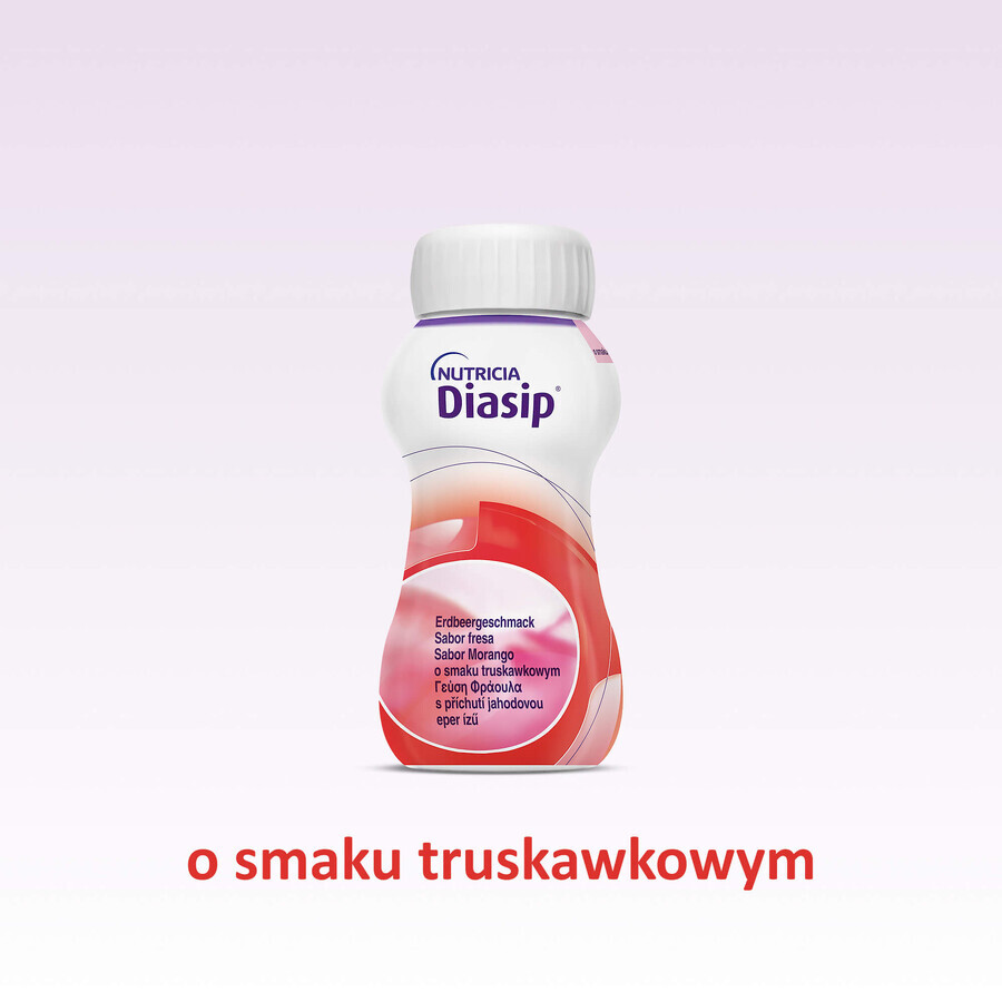 Diasip, nutritional preparation for diabetics, strawberry flavor, 4 x 200 ml