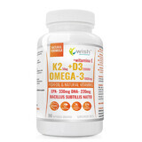 Wunsch K2 50 µg +D3 2000 IU+ Omega-3 1000 mg + Vitamin E, 90 Weichkapseln