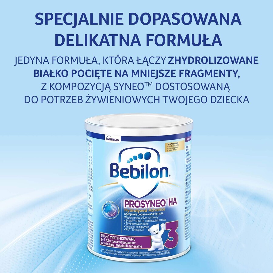 Bebilon Prosyneo HA Hydrolyzed Advance 3, modifizierte Milch, nach 1 Jahr, 400 g