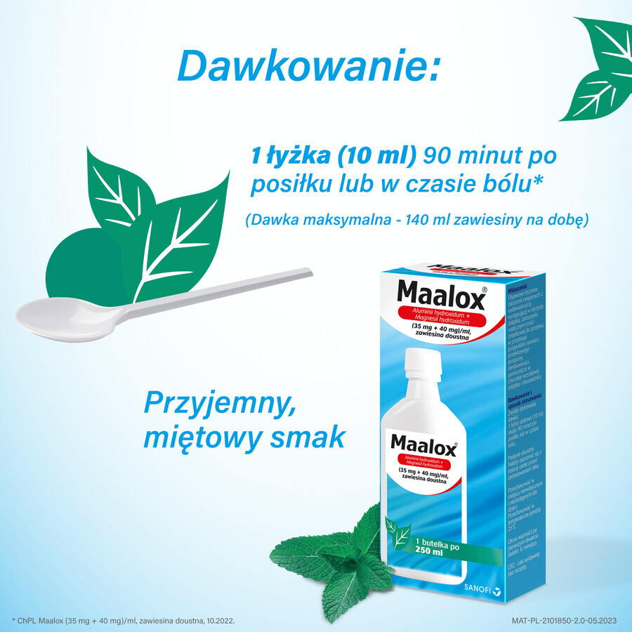 Maalox (35 mg + 40 mg)/ml, Suspension zum Einnehmen, 250 ml