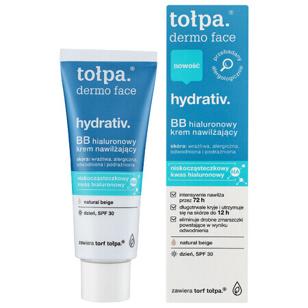 Tolpa Dermo Face Hydrativ, BB idratante ialuronica da giorno, SPF 30, 40 ml