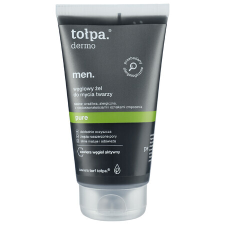 Tolpa Dermo Men Pure, Reinigungsgel mit Holzkohle für das Gesicht, 150 ml