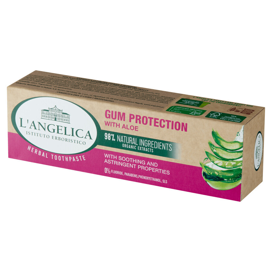 L'Angelica, Zahnpasta mit Aloe vera, Zahnfleischschutz, 75 ml