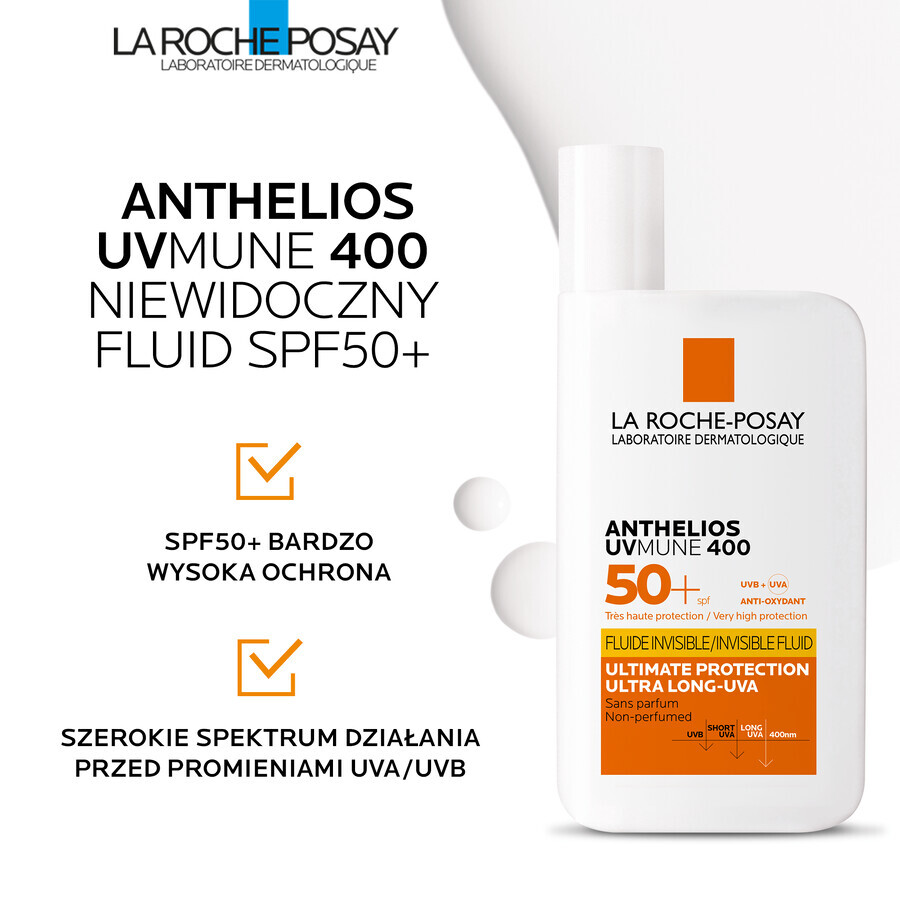 La Roche-Posay Anthelios UVMune 400, unsichtbares Schutzfluid, SPF 50+, 50 ml