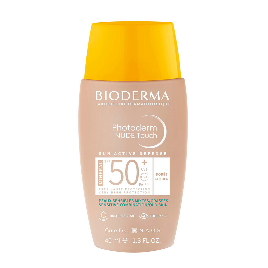 Bioderma Photoderm Nude Touch, Mineralgrundierung mit Nude-Effekt, dunkler Farbton, SPF 50+, 40 ml