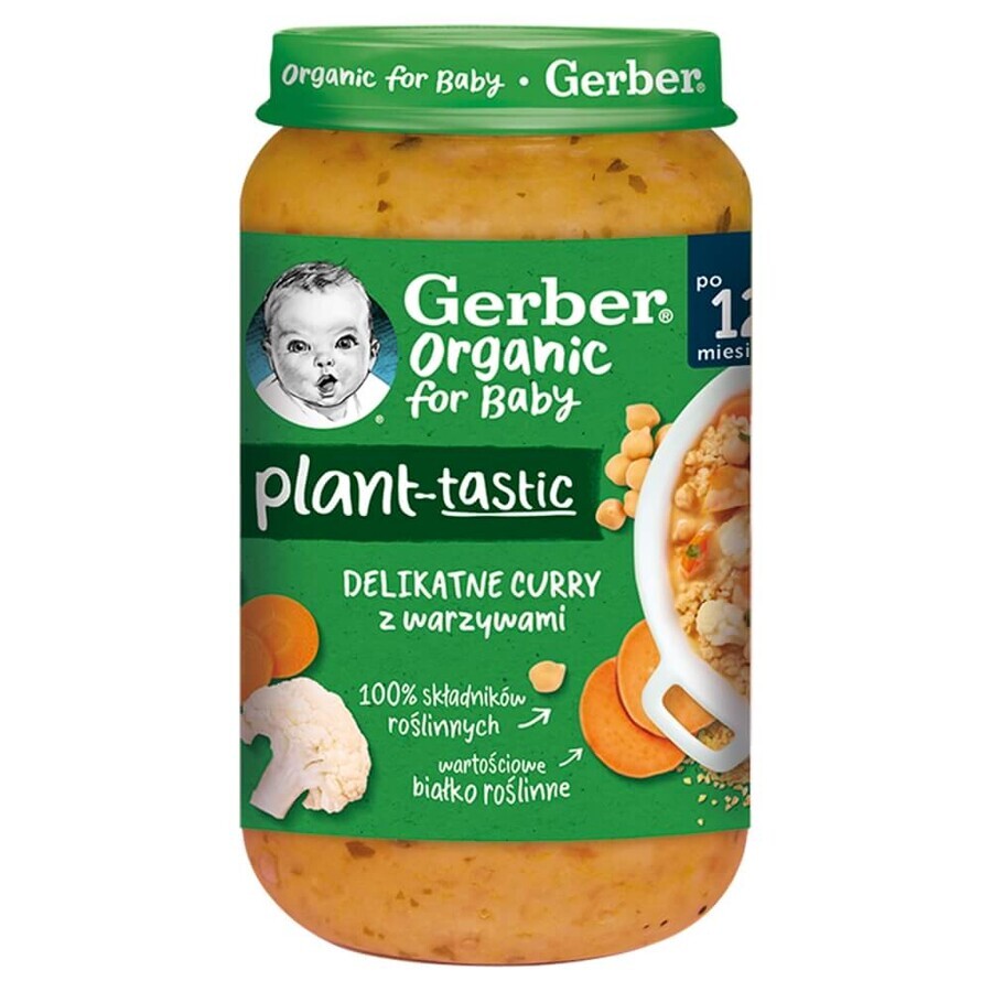 Gerber Organic Plant-Tastic, curry delicado con verduras, después de 12 meses, 250 g