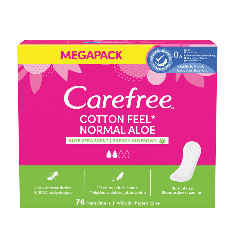 Carefree Cotton Feel Normal Aloe Damenbinden, Aloe-Duft, 76 Stück