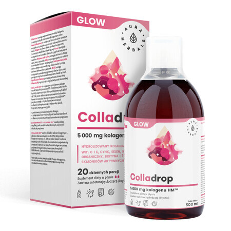 Aura Herbals Colladrop Glow, Meereskollagen HM 5000 mg, 500 ml