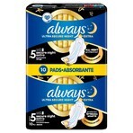 Always Ultra Secure Night, serviettes hygiéniques avec ailettes, taille 5, Extra, 10 pièces