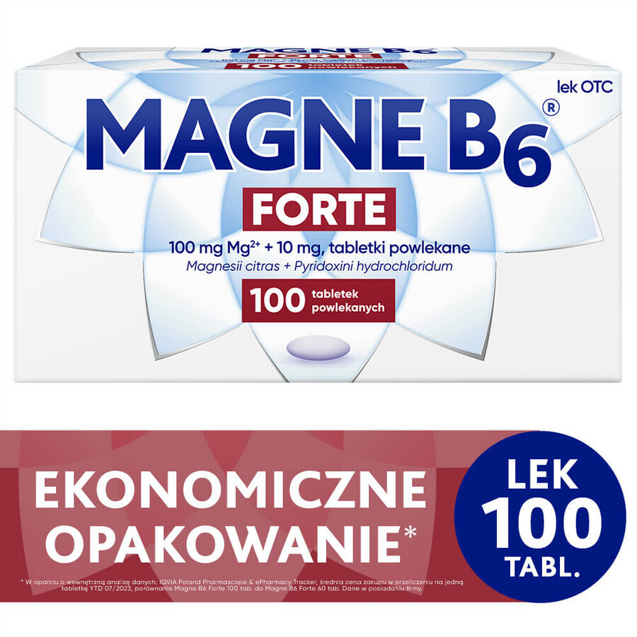 Magne B6 Forte 100 mg + 10 mg, 100 Filmtabletten