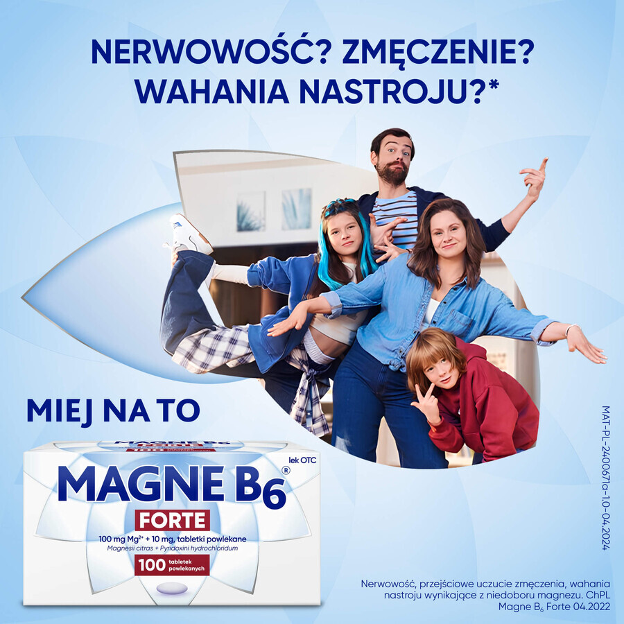 Magne B6 Forte 100 mg + 10 mg, 100 Filmtabletten