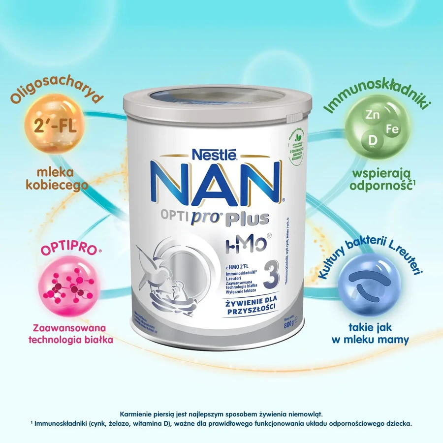 Nestle NAN Optipro Plus 3 HM-O, modifizierte Milch für Kinder ab 1 Jahr, 800 g