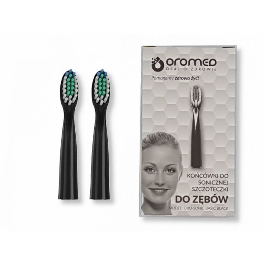 Oromed Oro-Sonic, tips for a basic black sonic toothbrush, 2 pieces