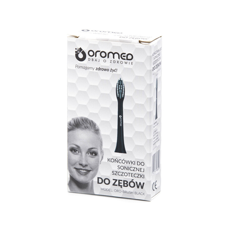 Oromed Oro-Brush, embouts de brosse à dents sonique Noir, 2 pièces