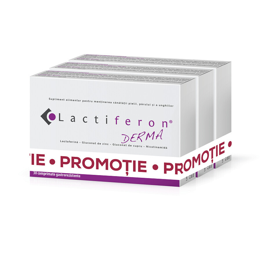 Pachet Lactiferon Derma, 30 comprimate, Solartium (2+1)